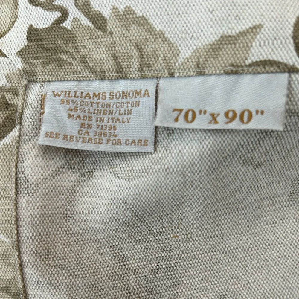 Williams Sonoma Tablecloth Elegant Leaf Grape Pattern Linen Blend Dining 70x90